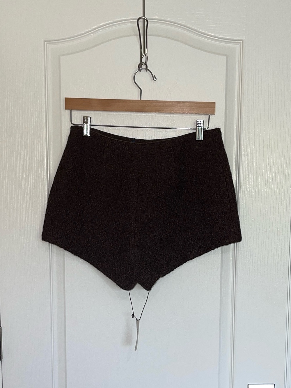 NEW MAJORELLE Riah Hot Shorts Chocolate Brown High-Rise Tweed Mini Shorts Medium - Picture 7 of 11